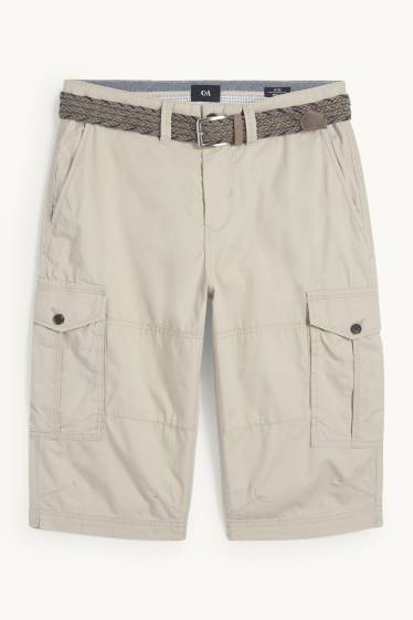Uomo - Bermuda cargo con cintura - beige