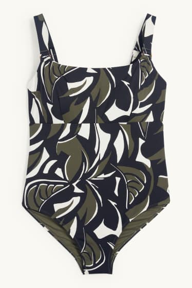 Donna - Costume da bagno - imbottito - LYCRA ® XTRA LIFE™ - fantasia - verde scuro / nero