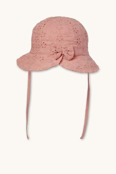 Bébés filles - Bob pour bébé - broderie anglaise - rose foncé