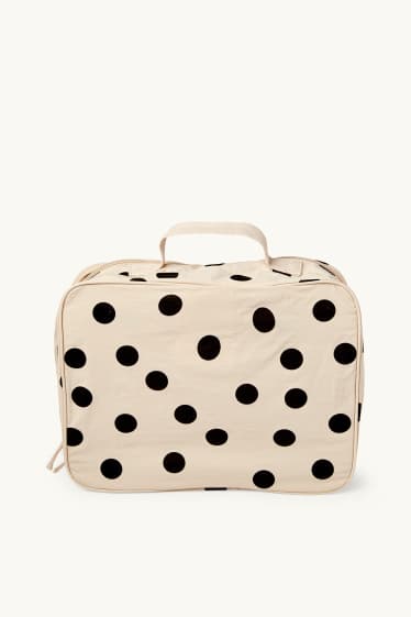 Dames - Reistas - 3-delig - met stippen - licht beige