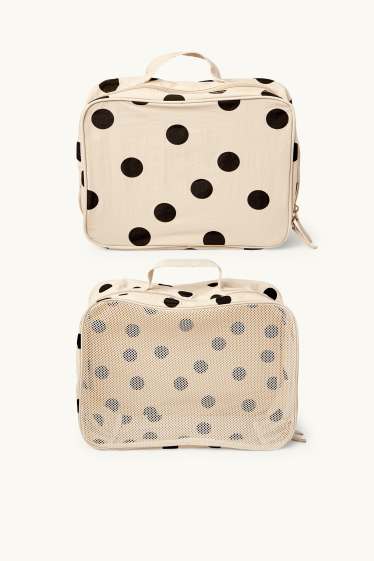 Dames - Reistas - 3-delig - met stippen - licht beige