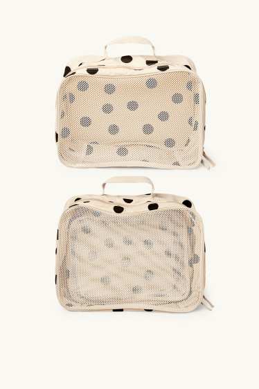 Dames - Reistas - 3-delig - met stippen - licht beige