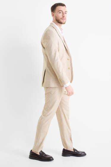 Men - Mix & match trousers - slim fit - stretch - check - beige
