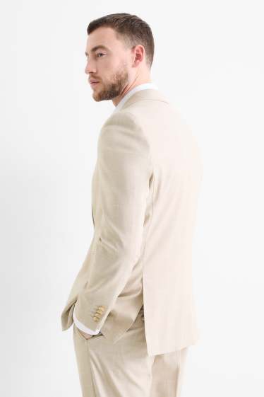 Hommes - Veste de costume - slim fit - extensible - à carreaux - beige