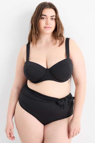 Dames - Bikinibroek - high waist - LYCRA® XTRA LIFE™ - met structuur - zwart