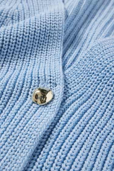 Femmes - Gilet sans manches en maille - finition côtelée - bleu