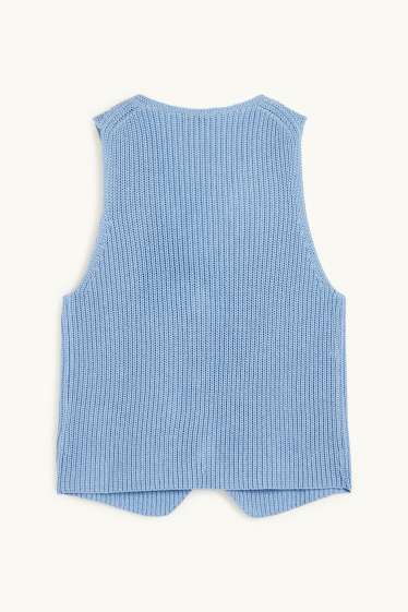 Femmes - Gilet sans manches en maille - finition côtelée - bleu