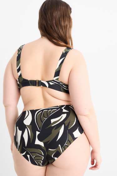 Femei - Chiloți bikini - talie înaltă - LYCRA® XTRA LIFE™ - cu model - verde închis / negru