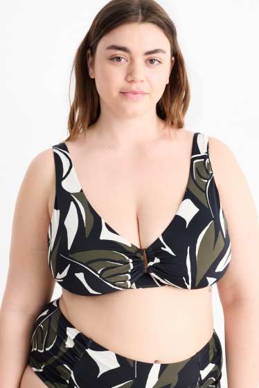 Femmes - Haut de bikini - ampliforme - LYCRA® XTRA LIFE™ - à motif - vert foncé / noir