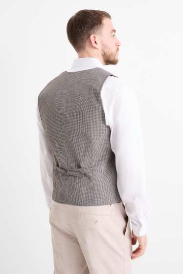 Hommes - Gilet de costume en lin mélangé - regular fit - Flex - à carreaux - beige / marron