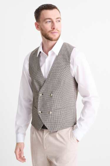 Hommes - Gilet de costume en lin mélangé - regular fit - Flex - à carreaux - beige / marron