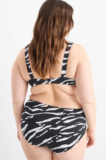 Women - Bikini bottoms with knot detail - high waist - LYCRA® XTRA LIFE™ - black / white