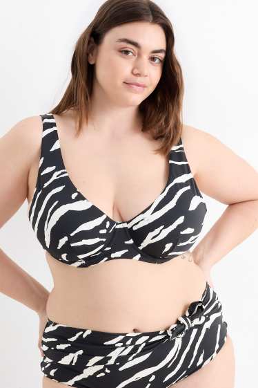 Dames - Bikinitop met beugels - voorgevormd - LYCRA® XTRA LIFE™ - zwart / wit