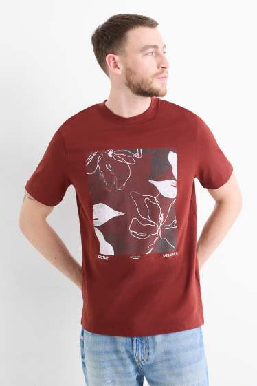 Hommes - T-shirt - regular fit - bordeaux