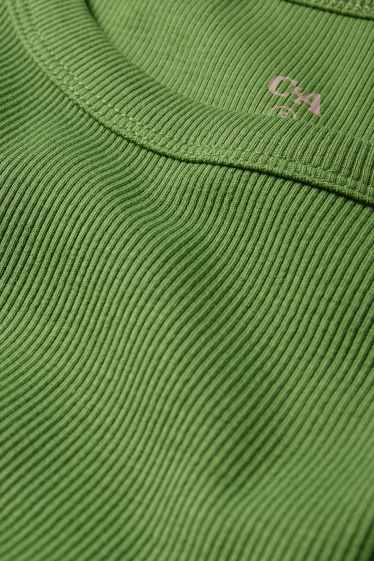 Damen - Basic-T-Shirt - Slim Fit - gerippt - grün