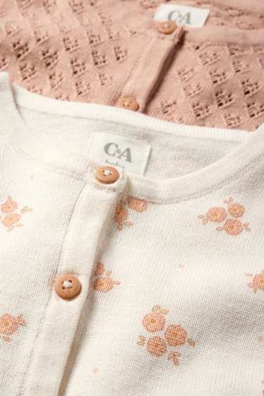 Baby Mädchen - Multipack 2er - Blümchen - Baby-Strickjacke - cremeweiss