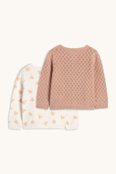 Baby Mädchen - Multipack 2er - Blümchen - Baby-Strickjacke - cremeweiss