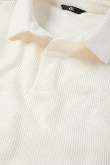 Herren - Poloshirt - strukturiert - cremeweiß