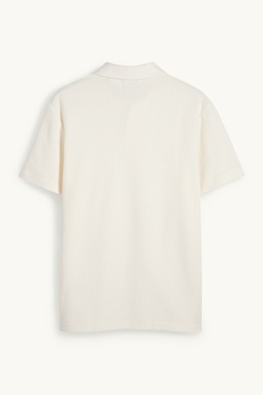 Herren - Poloshirt - strukturiert - cremeweiß