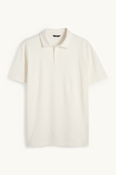 Herren - Poloshirt - strukturiert - cremeweiß