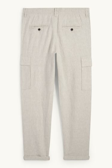Herren - Cargohose - Leinen-Mix - hellbeige