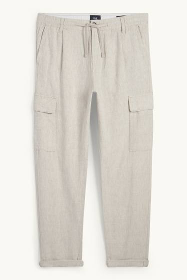 Herren - Cargohose - Leinen-Mix - hellbeige