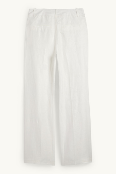Dona - Pantalons formals de lli - high waist - straight fit - blanc trencat