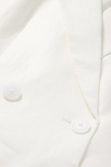 Damen - Crop Leinen-Blazer - Regular Fit - cremeweiß