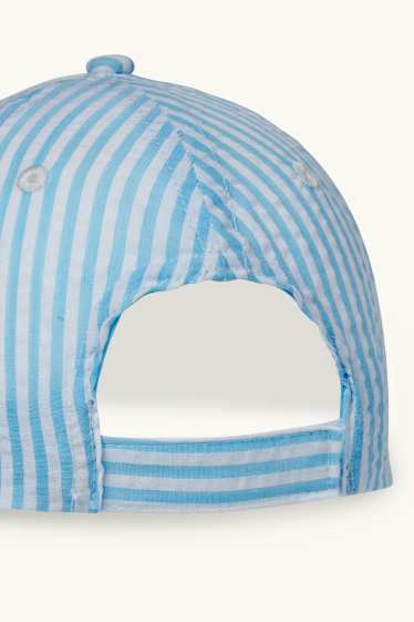 Bambini - Squalo - cappellino da baseball - a righe - tessuto tramato - bianco / azzurro