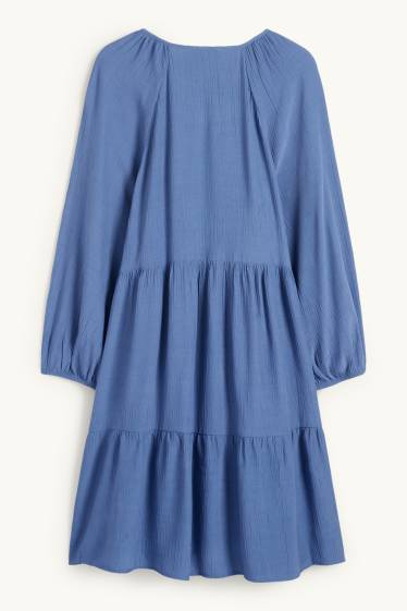 Femmes - Robe évasée en viscose - bleu