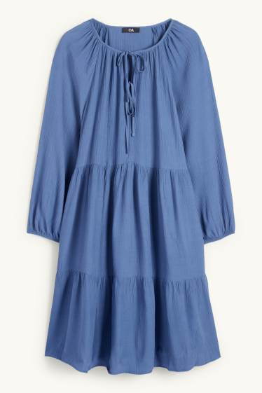 Femmes - Robe évasée en viscose - bleu