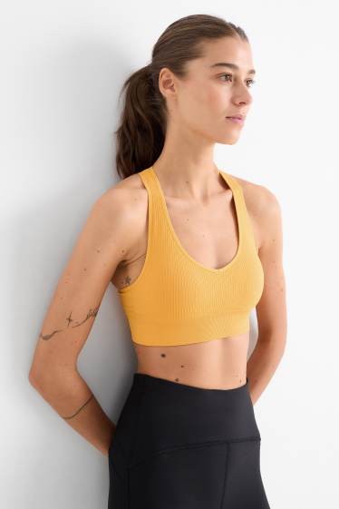 Women - Sports bra - padded - seamless - light orange