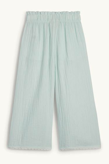 Nena - Pantalons de tela - de ratlles - texturat - turquesa