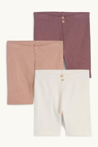 Bebés niñas - Pack de 3 - pantalones de ciclista para bebé - de canalé - blanco roto