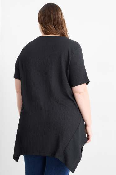 Femmes - T-shirt - texturé - noir