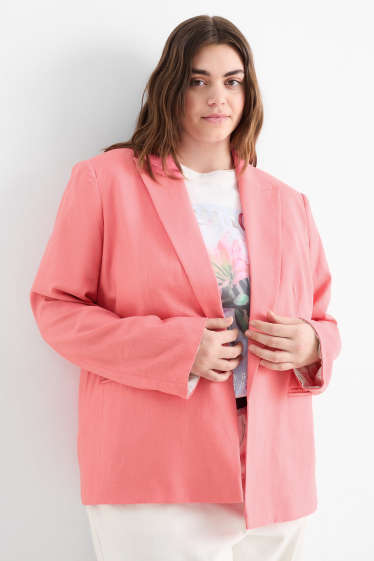 Femei - Blazer lung - relaxed fit - amestec de in - roz melanj