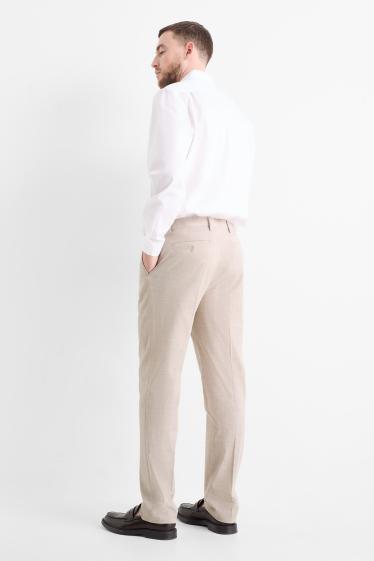 Men - Mix & match suit trousers with linen content - regular fit - stretch - light beige