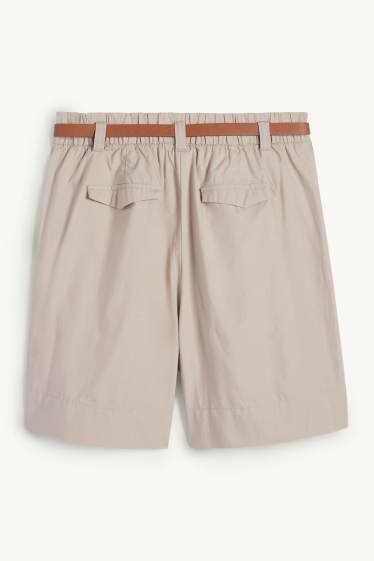 Dames - Korte broek met riem - high waist - taupe