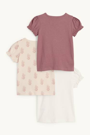 Baby Mädchen - Multipack 3er - Blümchen und Wildtiere - Baby-Kurzarmshirt - rosa