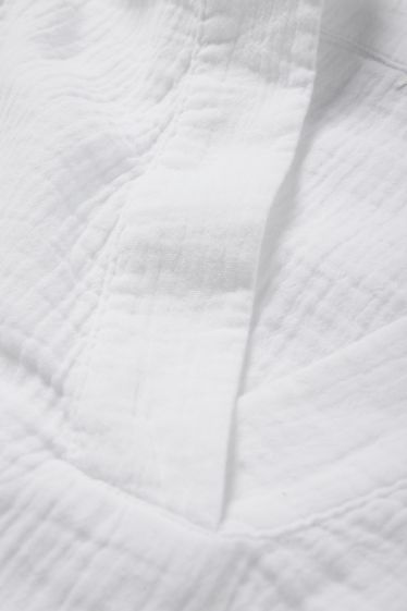Damen - Musselin-Bluse mit V-Ausschnitt - weiß