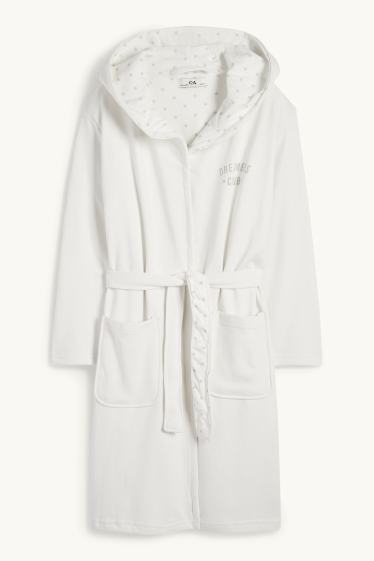 Children Boys - Bathrobe with hood - white