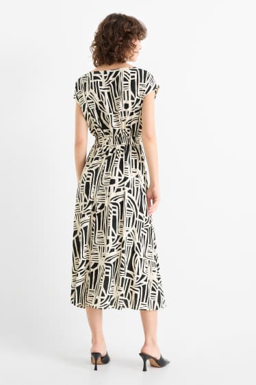 Dames - Fit & flare-jurk - met patroon - zwart / beige