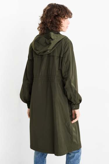 Women - Parka with hood - water-repellent - dark green