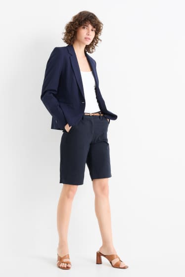 Damen - Bermudas mit Gürtel - Mid Waist - dunkelblau