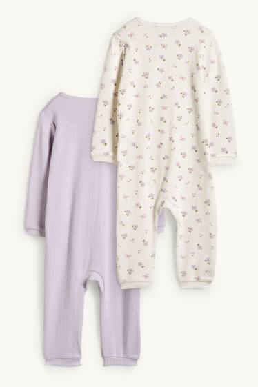 Baby Mädchen - Multipack 2er - Blümchen - Baby-Schlafanzug - gerippt - hellviolett