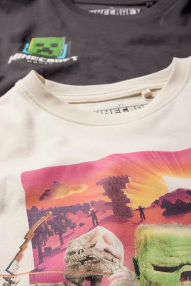 Kinderen: jongens - Set van 2 - Minecraft - T-shirt - zwart / beige