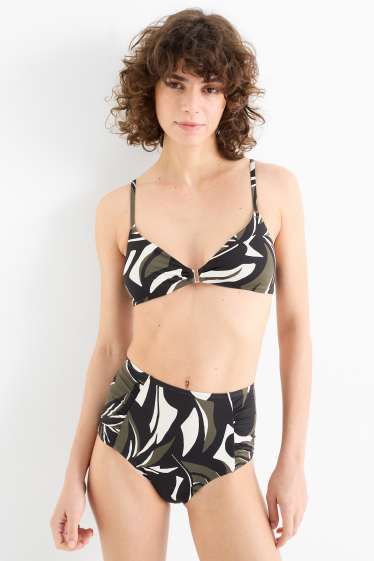 Femmes - Bas de bikini - high waist - LYCRA® XTRA LIFE™ - à motif - vert foncé / noir