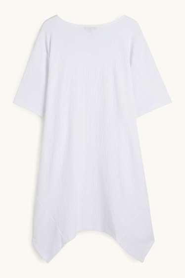Women - T-shirt - textured - white