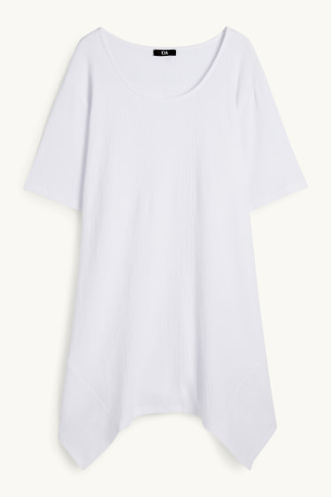 Women - T-shirt - textured - white