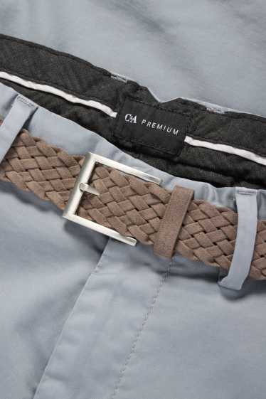 Herren - Chino mit Gürtel - Regular Fit - grau